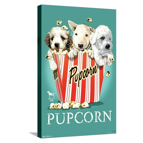 Jim Baldwin - Pupcorn Canvas Wall Poster, 14.725" x 22.375"