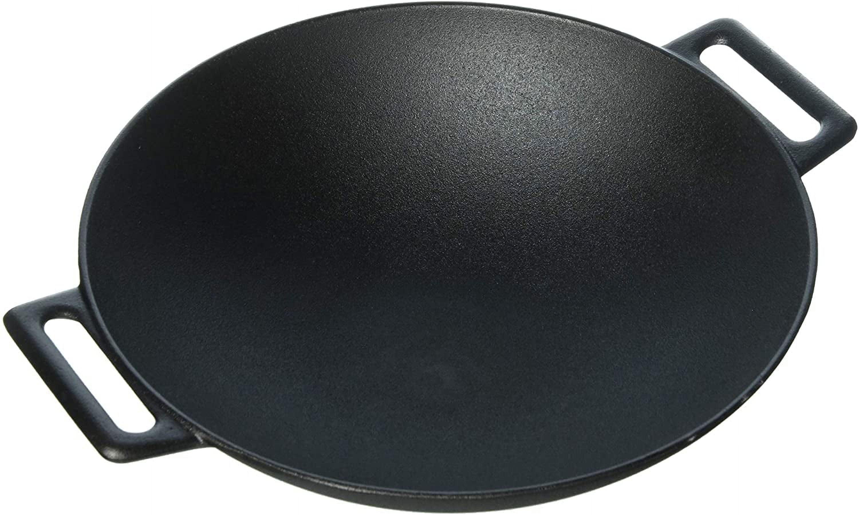 12'' Black Pre-Seasoned Cast Iron Grilling Wok
