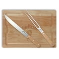 thumbnail image 1 of Jim Beam 3-Piece Carving Set Stainless Steel Utensils Durable Parawood Board, 1 of 6