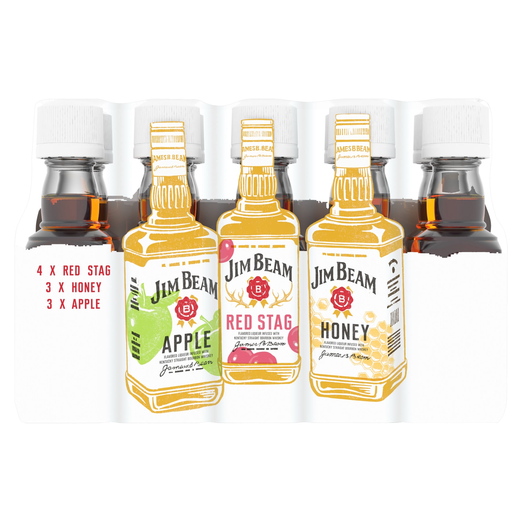 Jim Beam Straight Bourbon, Variety 10 Pack 50 ml PET Bottles, 33