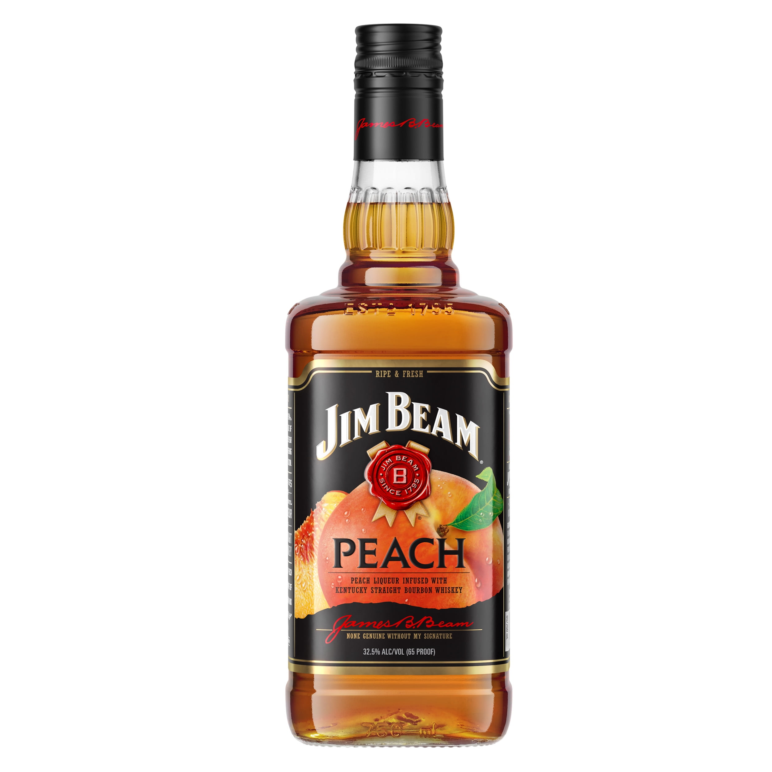Infused Peach Whiskey, 750 ABV Bottle, Bourbon Jim ml Flavored 32.5% Straight Beam