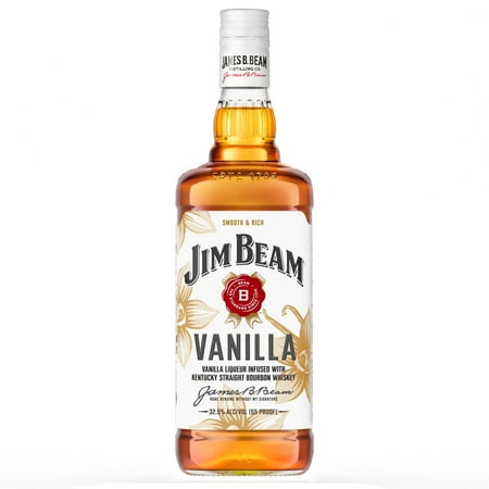 Jim Beam Vanilla Flavored Whiskey, 1 L Bottle, 33% ABV