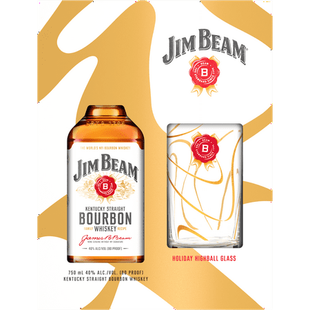 Jim Beam White 750ml Holiday Highball Glass VAP