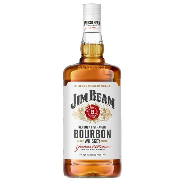 Jim Beam White Label Straight Bourbon Aged 4 YR, 1.75 L Bottle, 40% ABV