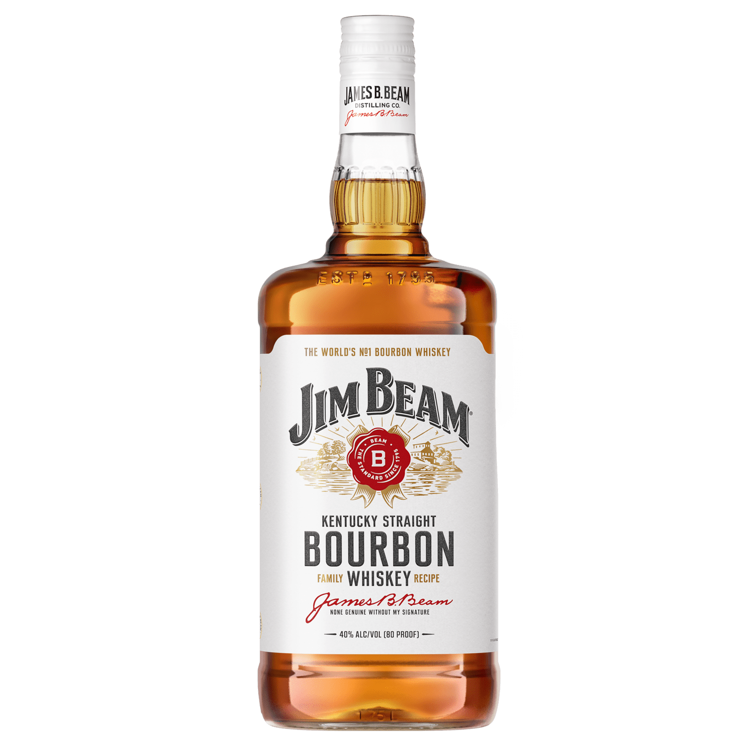 Jim Beam White Label Straight BourbonAged 4 Years, 1.75 L Bottle