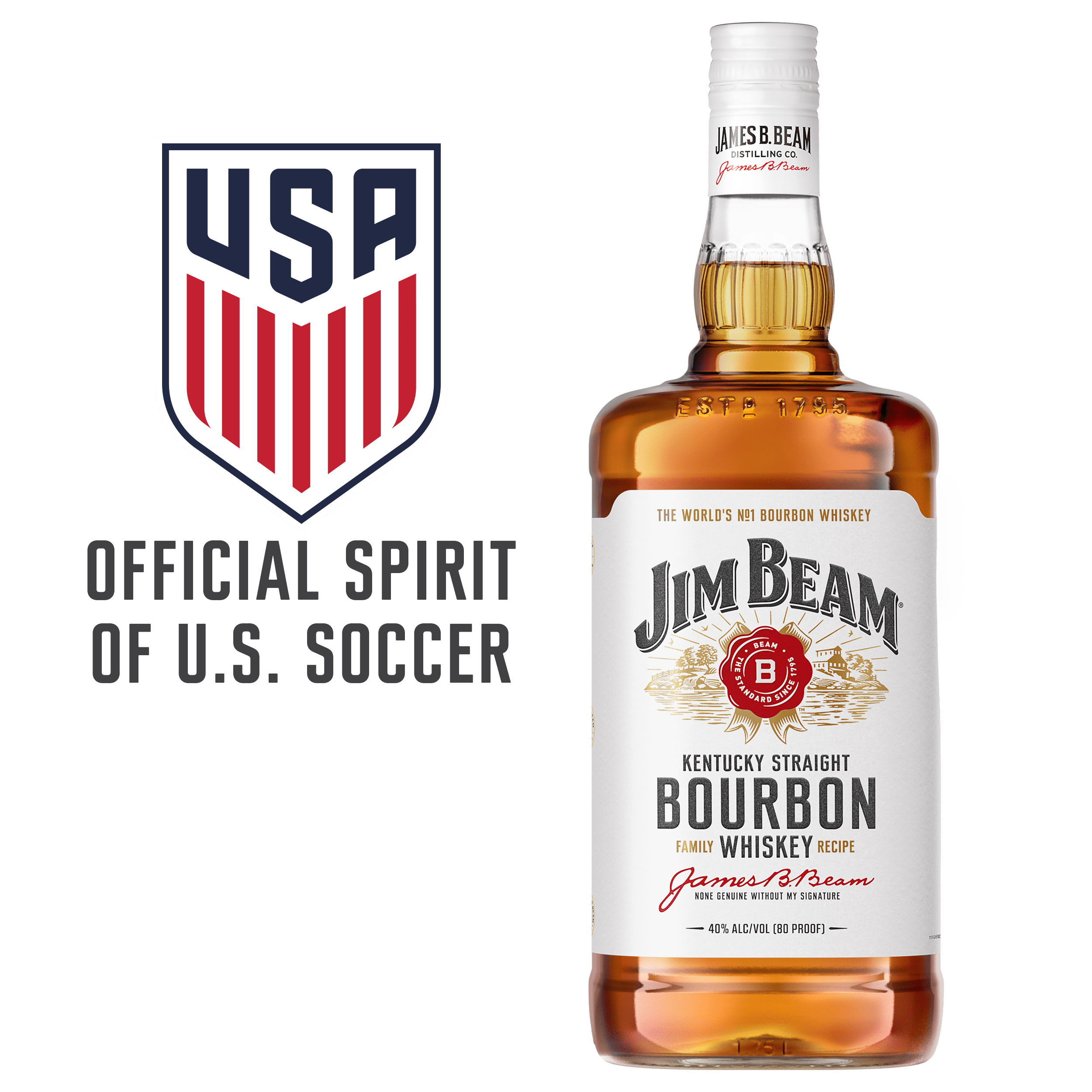 Jim Beam White Label Straight BourbonAged 4 Years, 1.75 L Bottle
