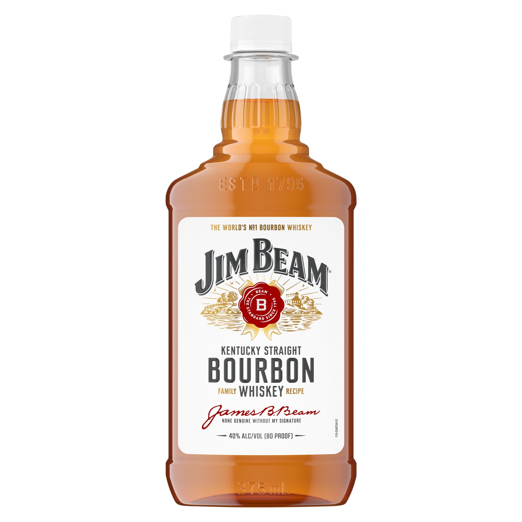 Jim Beam White Label Straight Bourbon Aged 4 YR, 375 ml PET Bottle