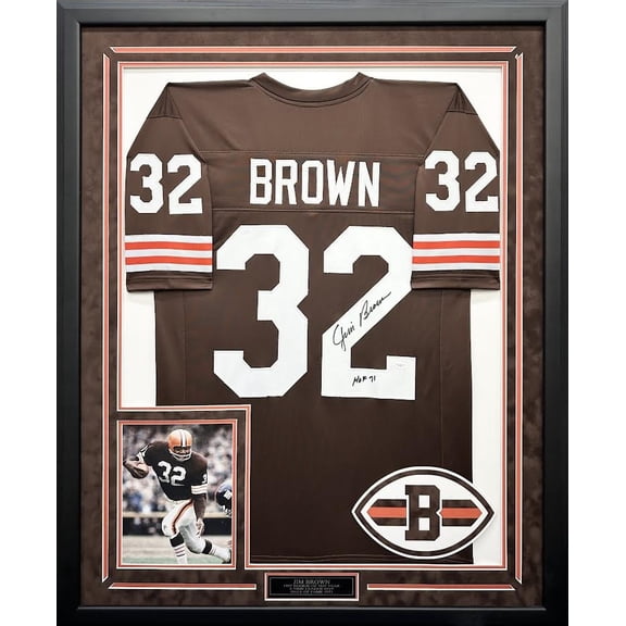 Jim Brown Autographed Hand Signed Custom Framed Cleveland Browns Jersey - JSA COA