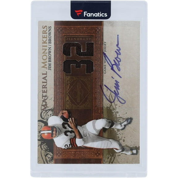 Jim Brown Cleveland Browns Autographed 2007 Leaf Limited Dual Relic #-15 #7/32 Card - Fanatics Authentic Certified