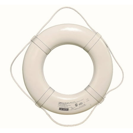 Jim-Buoy G-Series White Weather-Resistant 30" Life Ring with Webbing Straps