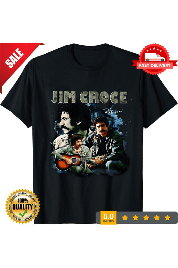 Jim Croce Collage Men T-shirt black Cotton Unisex All Sizes XA68, LIMITED EDITION-TH65303