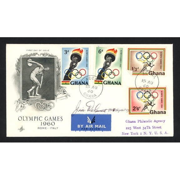 Jim Delaney Autographed First Day Cover Shot Put 1948 Olympics SKU #159605