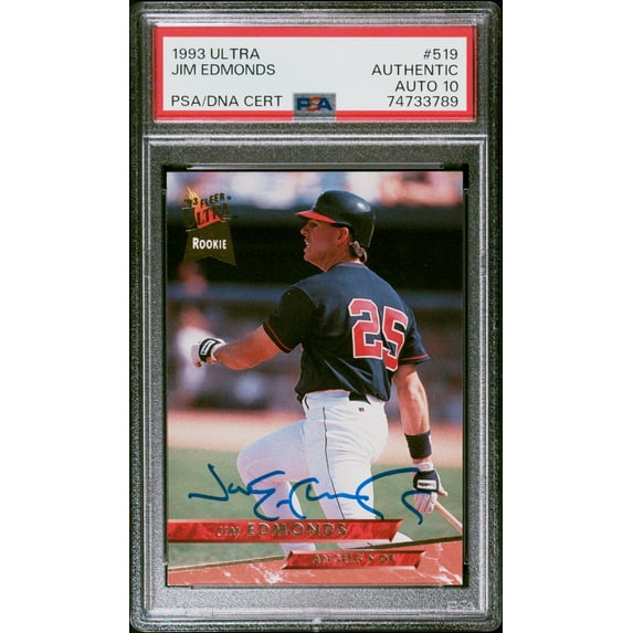 Jim Edmonds 1993 Fleer Ultra Signed Baseball Rookie Card #519 Auto Graded PSA 10