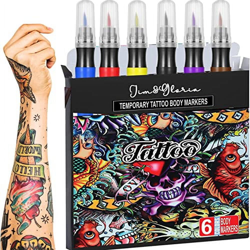 Jim&Gloria Body Art Tattoo Pen 10 Colors With Gold and Silver Fake Tattoos  Brush Temporary Tattoo Kit Teen Girls Trendy Stuff for Birthday  Friendsgiving Thanksgiving and Christmas gift ideas - Walmart.com