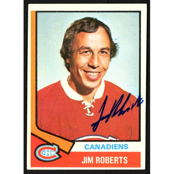 Jim Roberts Autographed 1974-75 Topps Card #78 Montreal Canadiens SKU #150080