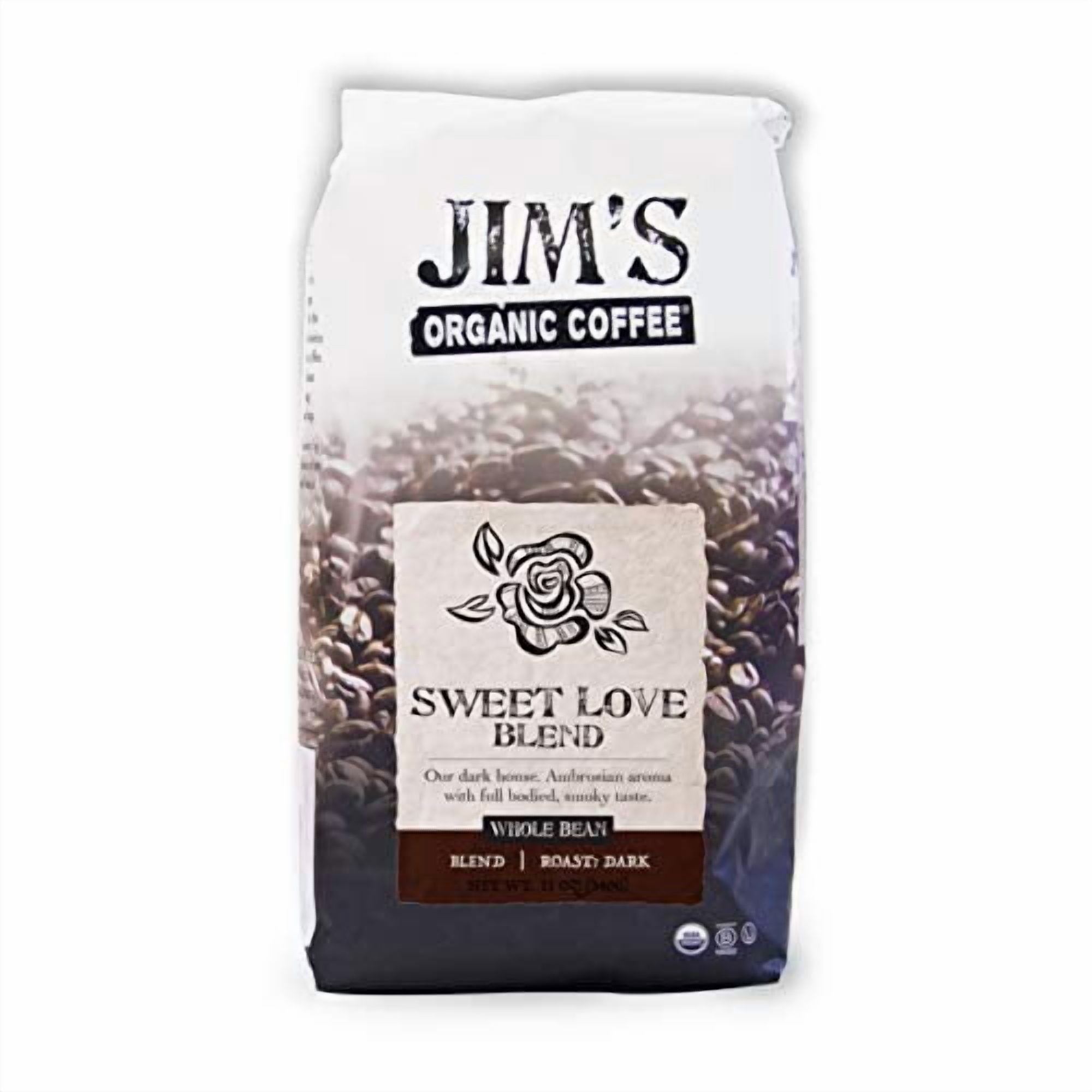Jim'S Organic Coffee Whole Bean Sweet Love Blend, 11 Oz