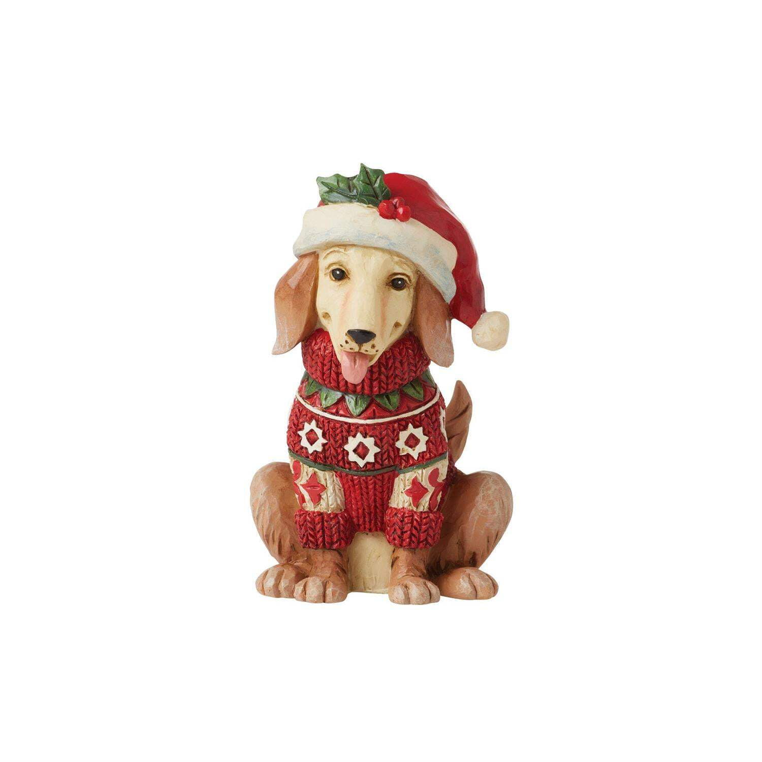 Festive Red and Green Resin Christmas Dog Figurine, 3.25 inches