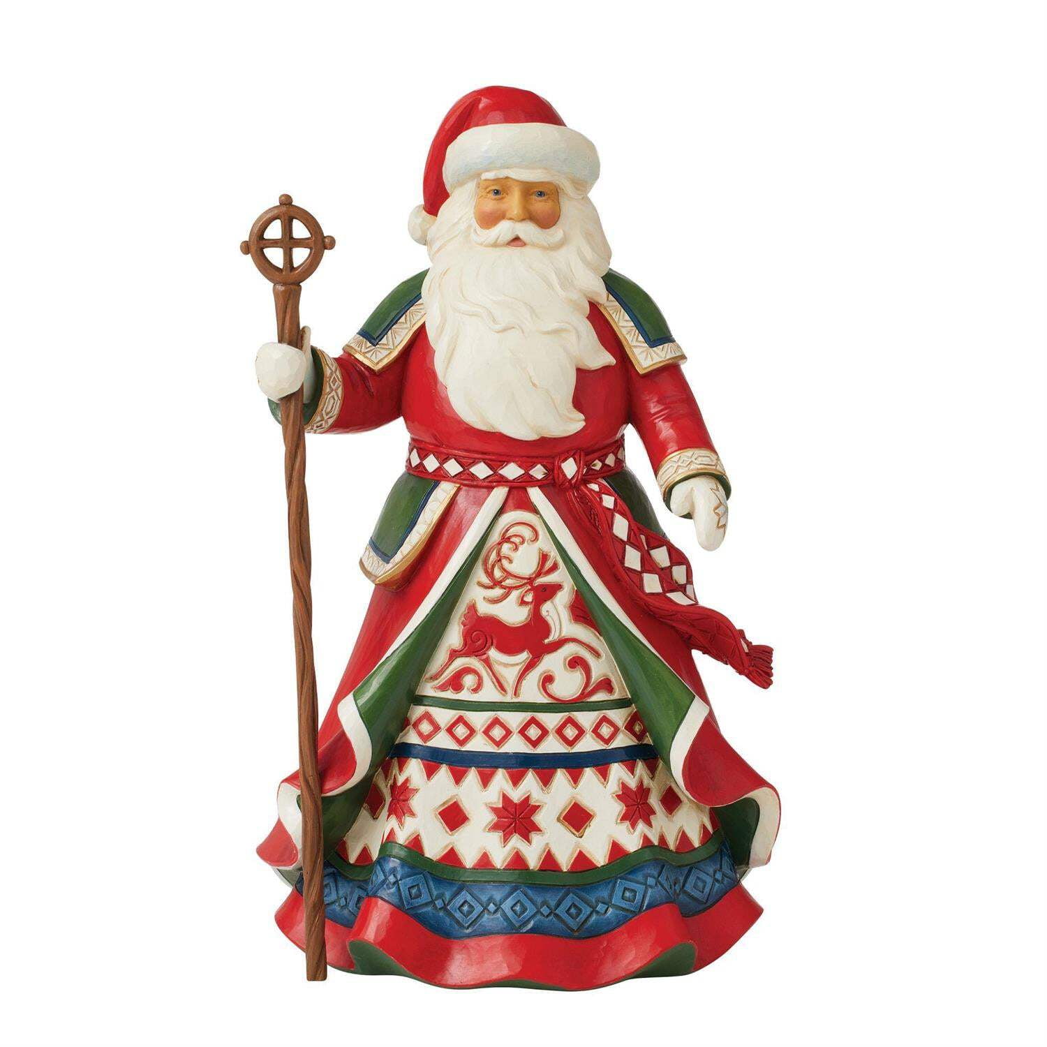 10-Inch Red and Green Resin Christmas Santa Figurine