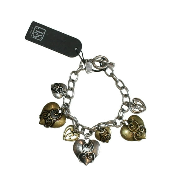 Jim Shore Dangle Bracelet with Gold & Silver Plated Hearts