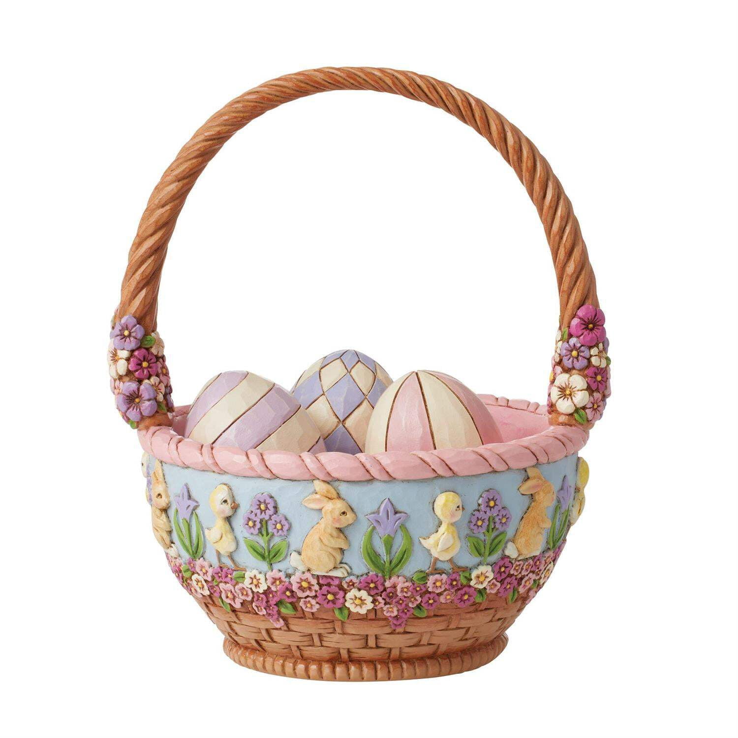 Jim Shore Easter On Parade - One Basket And Three Eggs 8 Inch, Polyresin - 19Th Annual Basket 6012585