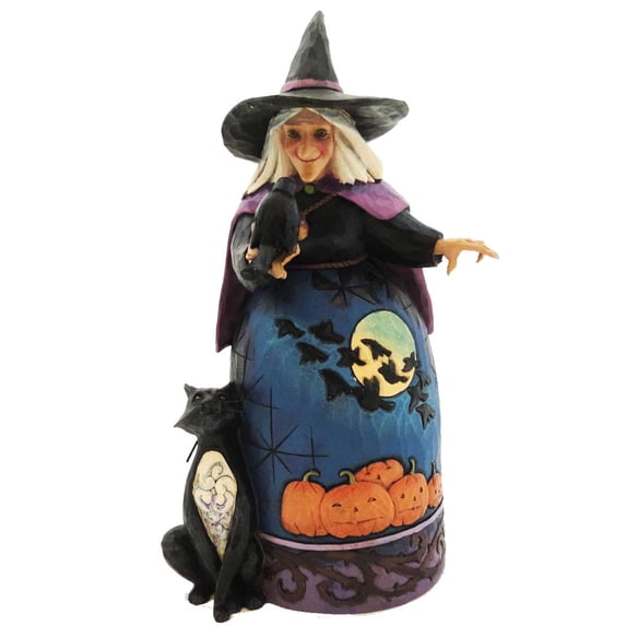 Jim Shore FRIDAY NIGHT FLIGHT Stone Resin Halloween Witch Crow 4027793