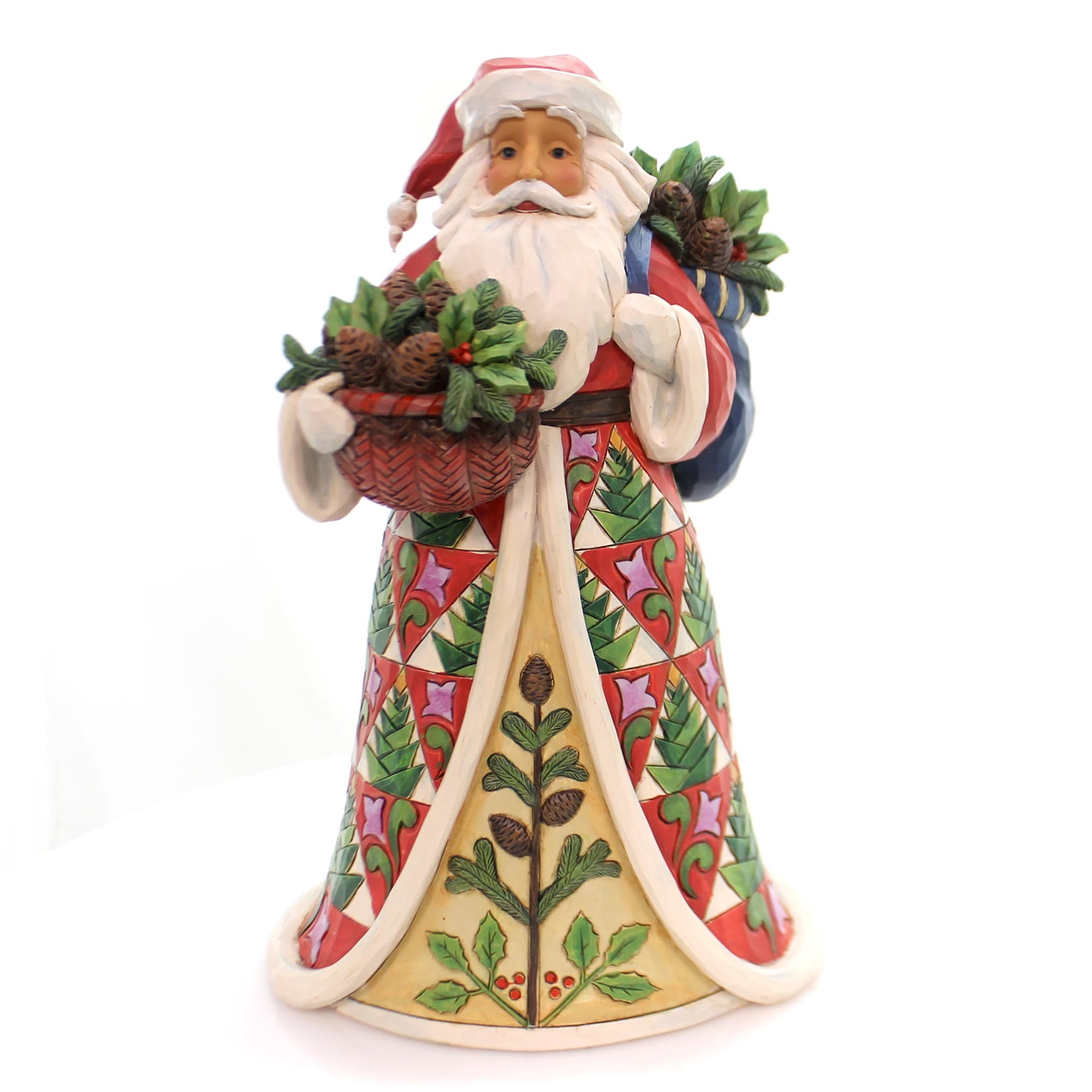 Jim Shore HWC Pining For Christmas Santa with Pinecone Basket