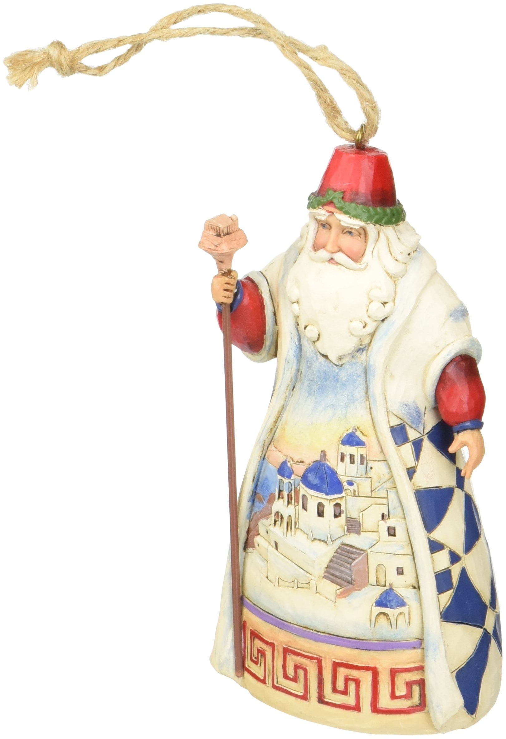 Greek Santa Stone Resin Hand-Painted Hanging Ornament