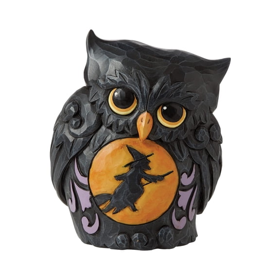 Jim Shore Heartwood Creek Mini Halloween Owl with Scene Figurine, 3.75 Inch