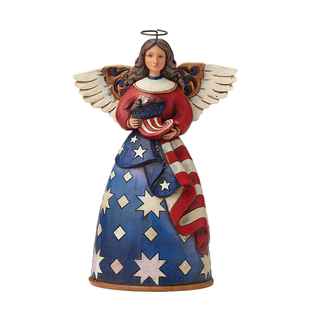 Jim Shore Heartwood Creek Patriotic Angel in Flag Dress Stone Resin Figurine, 6‚Äù