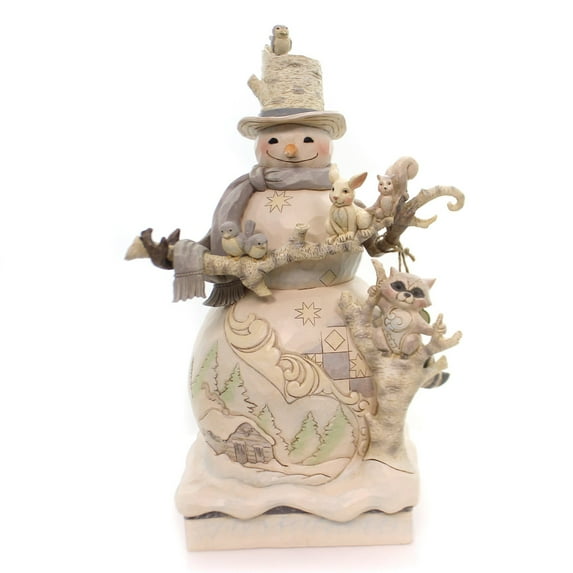 Jim Shore White Woodland Snowman Rabbit Birds Squirrel Raccoon 4058733
