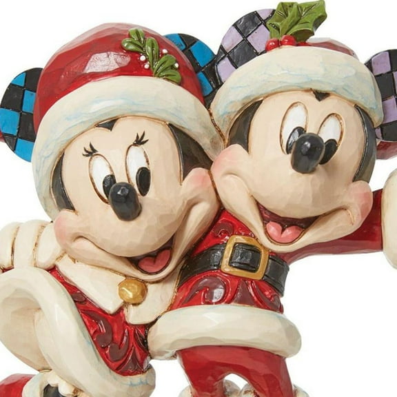 Jim Shore Jingle Bell - One Figurine 5.75 Inch, Resin - Minnie Mickey Mouse Santa Suits 6013058