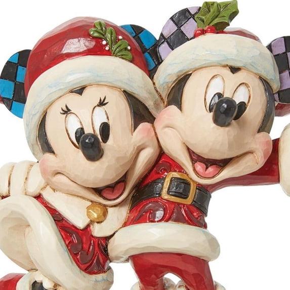 Jim Shore Jingle Bell - One Figurine 5.75 Inch, Resin - Minnie Mickey Mouse Santa Suits 6013058