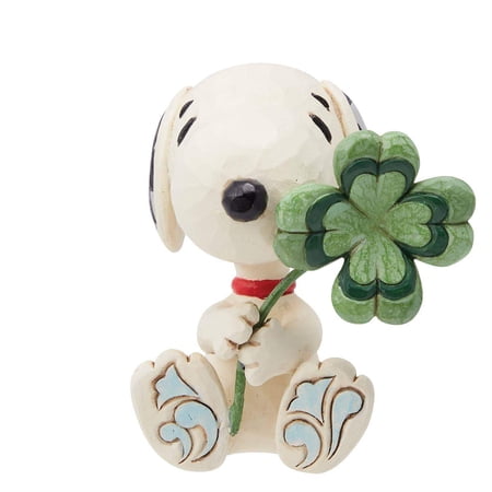 Jim Shore Snoopy Holding Clover Mini - One Figurine 2.5 Inch, Polyresin - Clover Peanuts 6014341