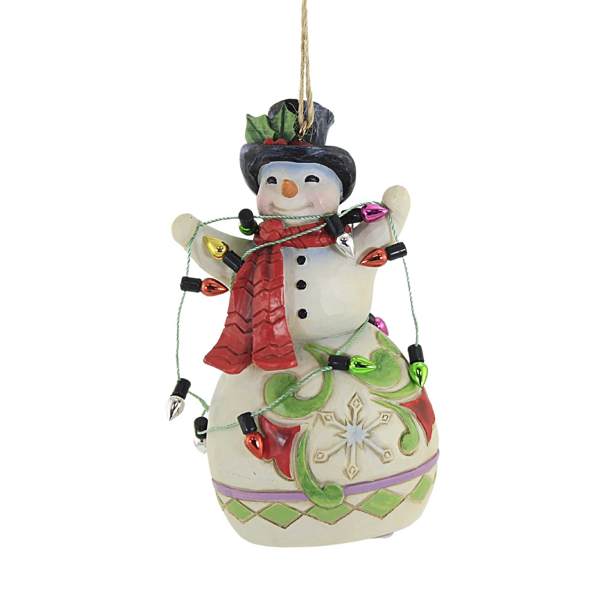 Jim Shore Snowman Wrapped In Lights. Polyresin Heartwood Creek 6009885
