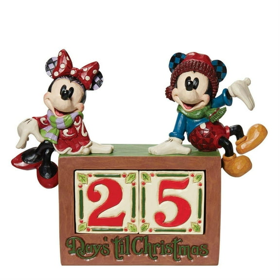 Jim Shore The Christmas Countdown - One Figurine With Two Date Blocks 7.5 Inch, Resin - Calendar Blocks Minnie Mickey 6013057