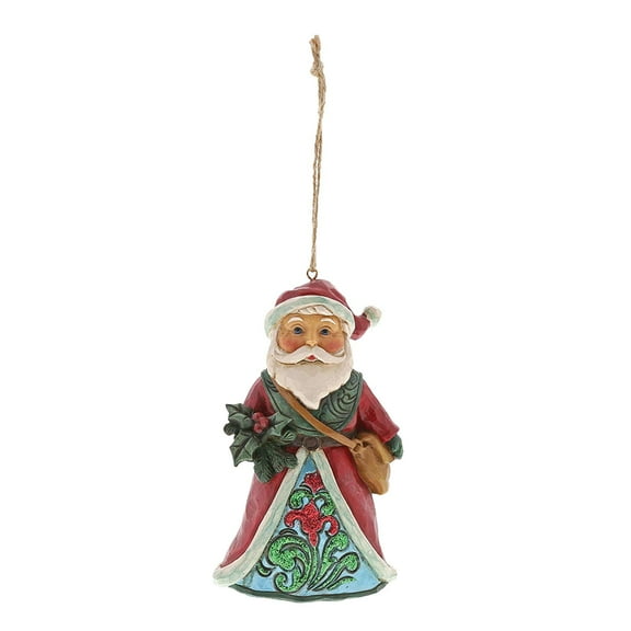 Jim Shore Winter Wonderland Santa Holding Holly Polyresin Ornament 6001424