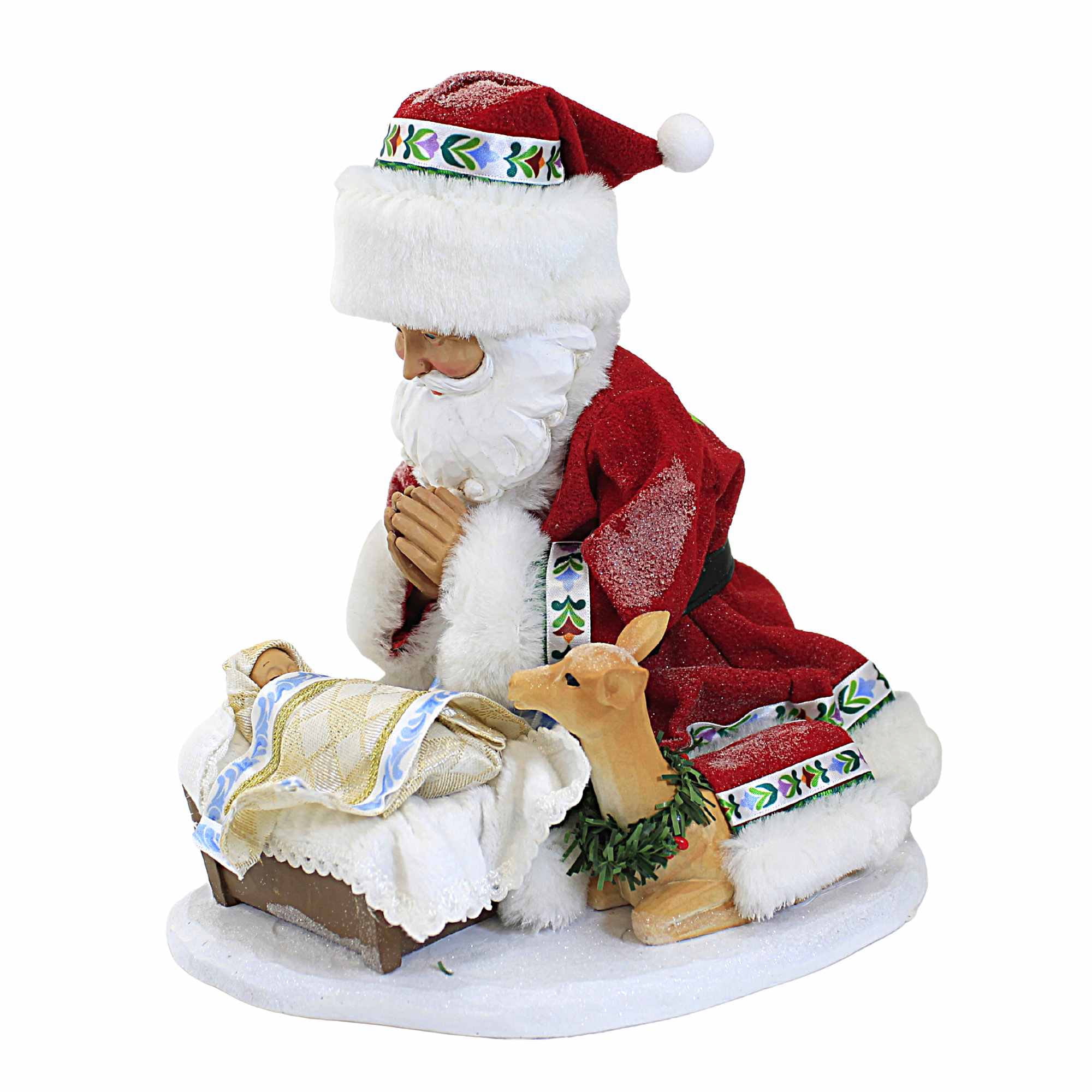 Santa and Baby Jesus Resin Winter Figurine, 14-inch