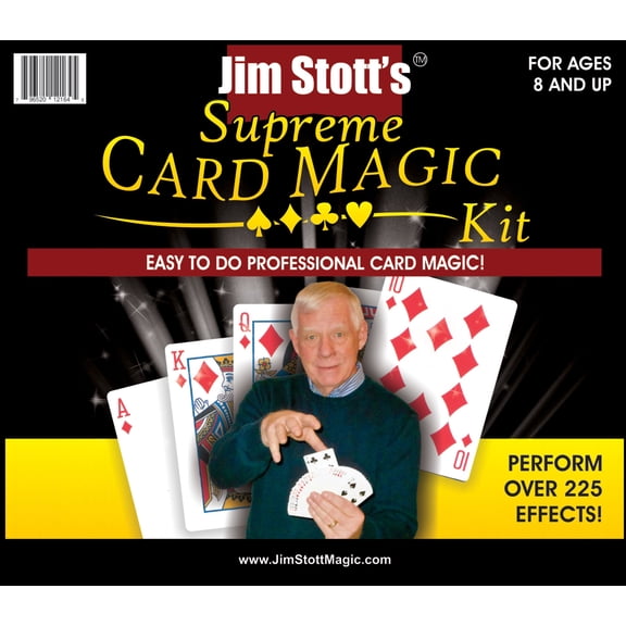 Jim Stott’s Supreme Card Magic Kit – Learn Over 225 Professional Card Tricks – Complete Magic Set for Kids & Adults