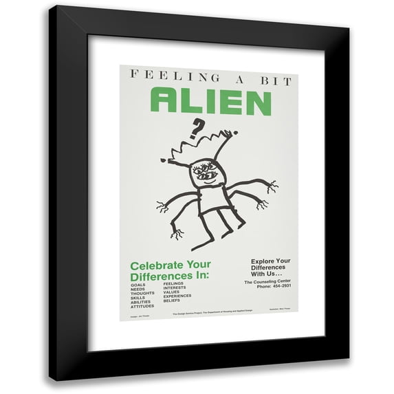 Jim Thorpe 13x18 Black Modern Framed Museum Art Print Titled - Feeling a Bit Alien, Celebrate Your Differences in (1983)