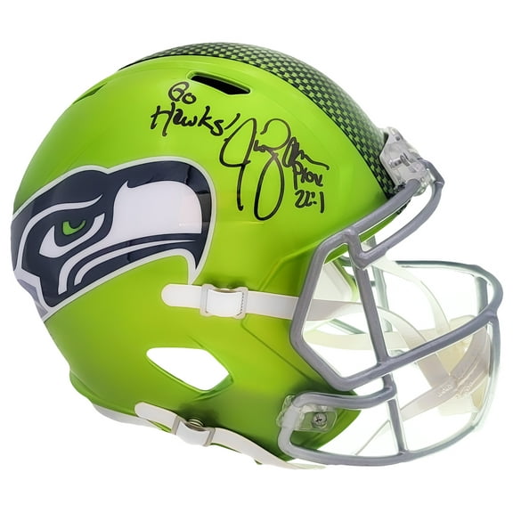 Jim Zorn Autographed Seattle Seahawks Flash Green Full Size Replica Speed Helmet "Go Hawks!" MCS Holo 210462