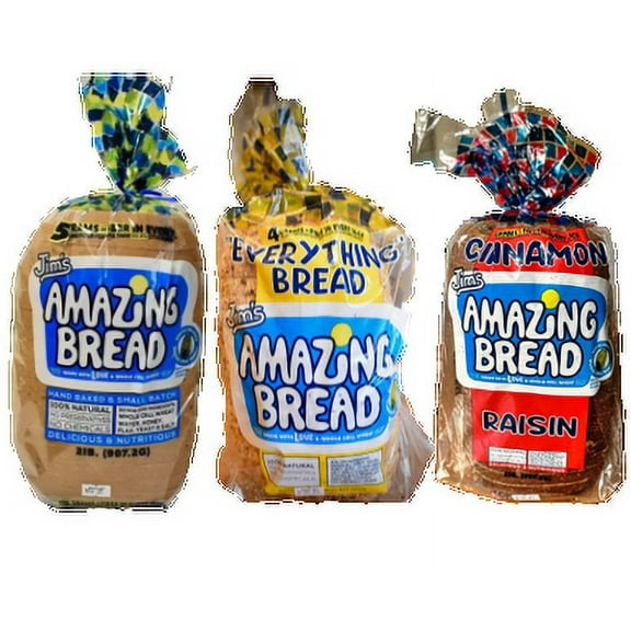 Jim's Amazing Everything Combo Pack - Whole Cell Wheat, Cinnamon-Raisin, and Everything Bread