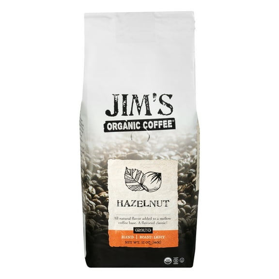 Jim‚Äôs Organic Coffee Hazelnut Ground Coffee 12 oz (Pack Of 6)