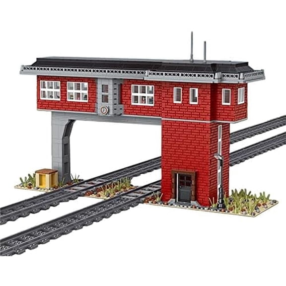 Jim's Railroad Signal Station Modular Building Block Bricks Set This Set Contains 1809 Piece, baseplates Included, for Train Enthusiasts, Adults