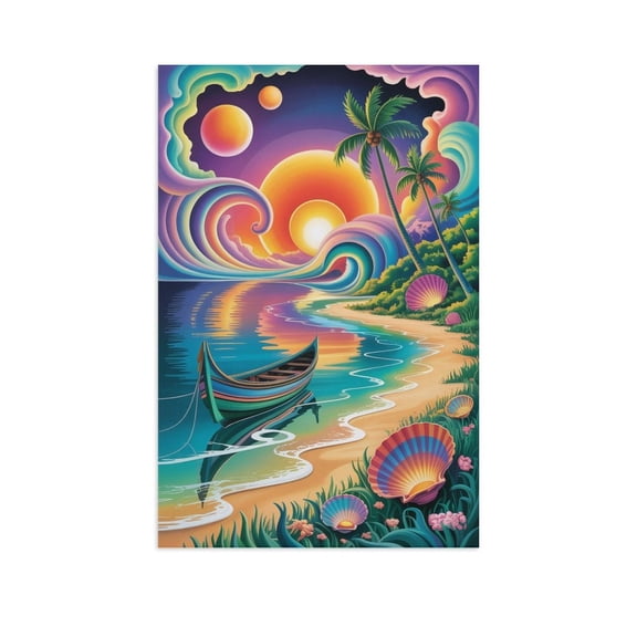 Jimbaran Bay Bali Surreal Art Poster Dreamlike Ocean Beach Tropical Coastal Fantasy Wall Decor Canvas Poster