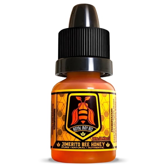 G&G Brands Royal Lady Bee Jimerito Stingless Bee Honey, Raw & Natural, 12mL Dropper Bottle