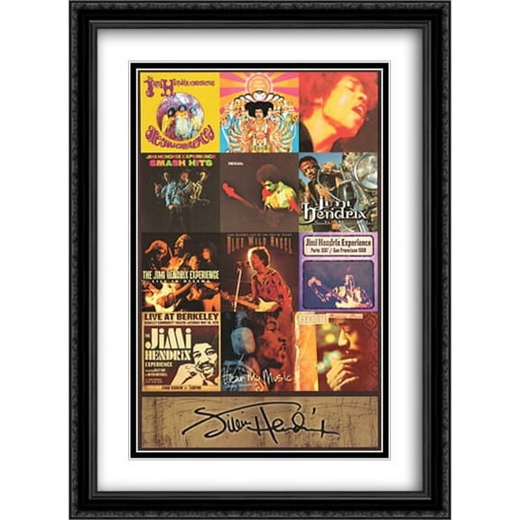 Jimi Hendrix Album Covers 2x Matted 28x40 Large Black Ornate Framed Art Print