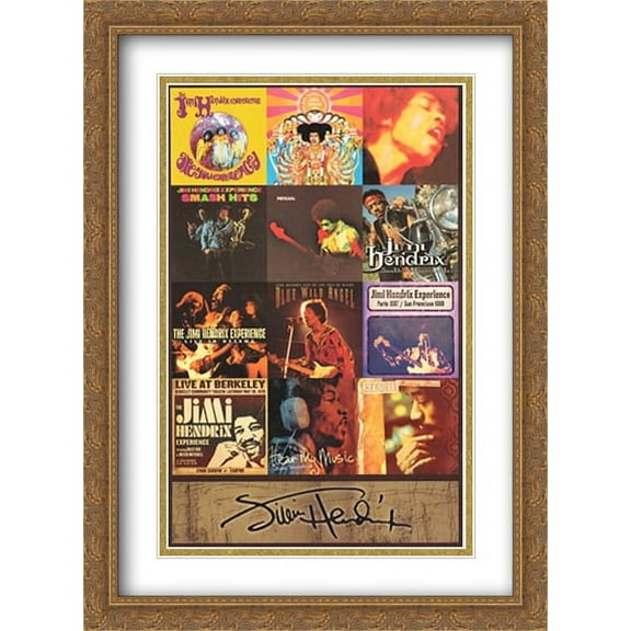 Jimi Hendrix Album Covers 2x Matted 28x40 Large Gold Ornate Framed Art Print