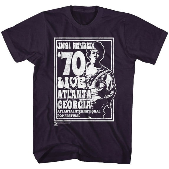 Jimi Hendrix Atlanta 70 Blackberry Heather Adult T-Shirt