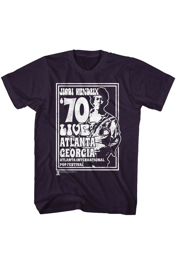 Jimi Hendrix Atlanta 70 Blackberry Heather Adult T-Shirt