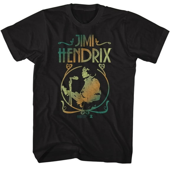 Jimi Hendrix Gradient Circle Black Adult T-Shirt 5Xl
